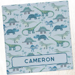 Fun Dinosaur Pattern Blue Personalized<br><div class="desc">Lots of blue dinosaurs,  Tyrannosaurus rex,  Spinosaurus,  Stegosaurus,  Diplodocus and Triceratops. Original art by Nic Squirrell. Change the name to personalize.</div>
