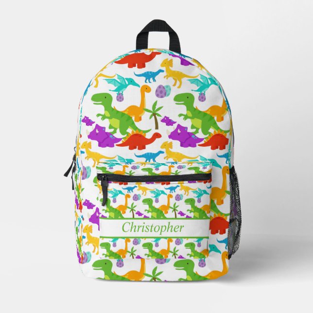 Fun Dinosaur Pattern Colorful Printed Backpack (Front)