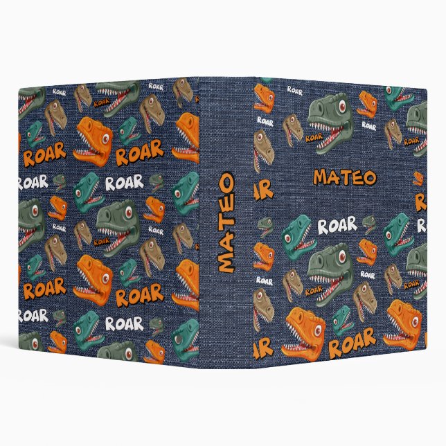 Fun Dinosaur Pattern for Boys 3 Ring Binder (Background)