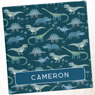 Fun Dinosaur Pattern Teal Green Personalized 3 Ring Binder