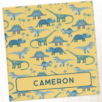 Fun Dinosaur Pattern Yellow Personalized