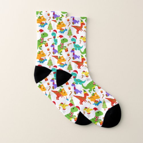 Fun Dinosaur Patterned Christmas  Socks