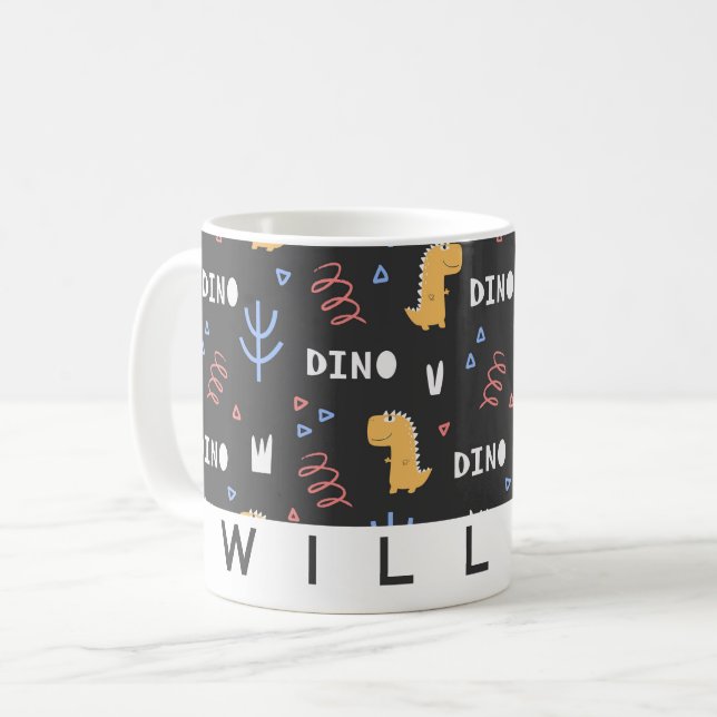 Fun Dinosaur Personalized Kids Coffee Mug (Front Left)
