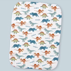 Fun Dinosaur Personalized Name Baby Burp Cloth
