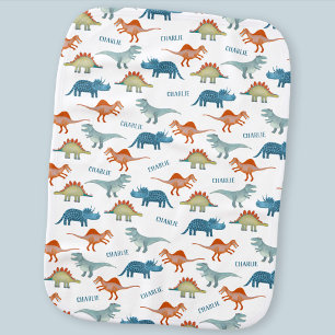 Fun Dinosaur Personalized Name Baby Burp Cloth