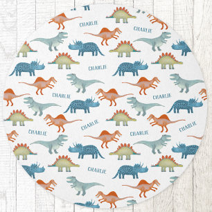Fun Dinosaur Personalized Name Rug