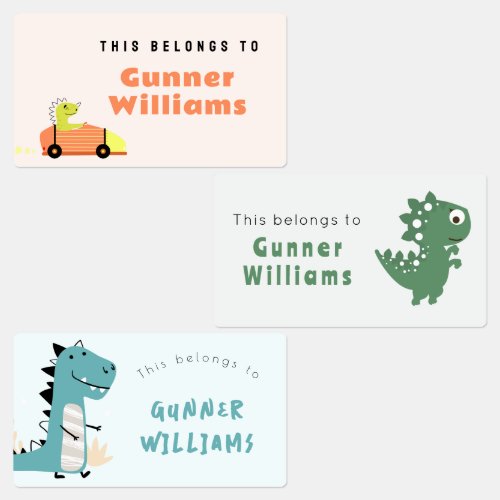 Fun Dinosaur School Name Labels