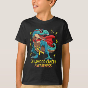 Fun Dinosaur T-Rex Childhood Cancer Awareness Boys T-Shirt