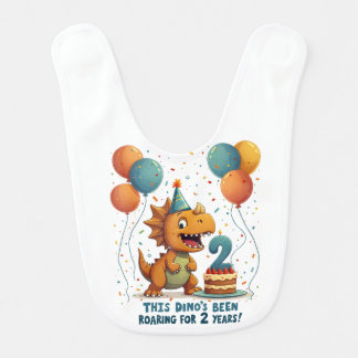 Fun Dinosaur-Themed 2nd Birthday Baby Bib