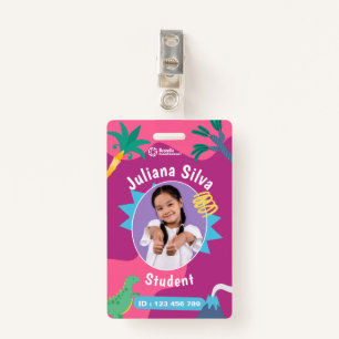 Fun Dinosaur Themed Student ID Card Badge