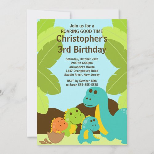 Fun Dinosaurs Birthday Party Invitation