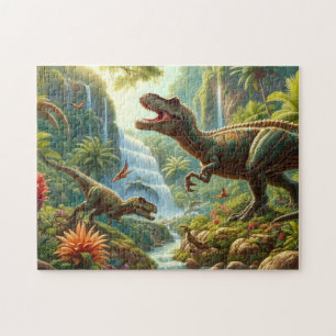 Fun Dinosaurs in Tropical Forest Kids Jigsaw Puzzle