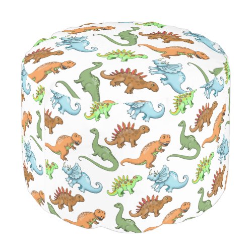 Fun Dinosaurs Pattern Illustrated Art Pouf