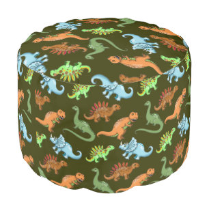 Fun Dinosaurs Pattern Illustrated Art Pouf