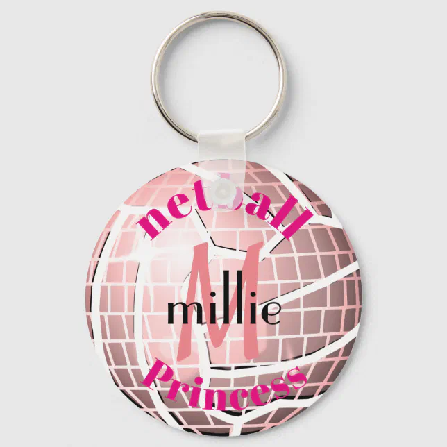 Fun Disco Ball Design Personalised Netball Keyring Zazzle