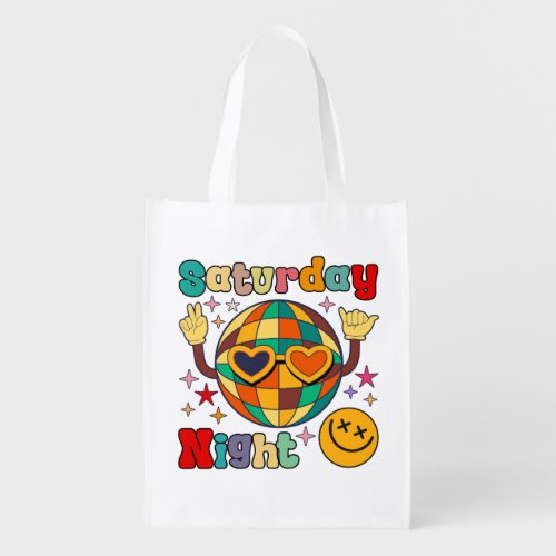 Fun Disco Get Down It Saturday Night Funny Graphic Grocery Bag