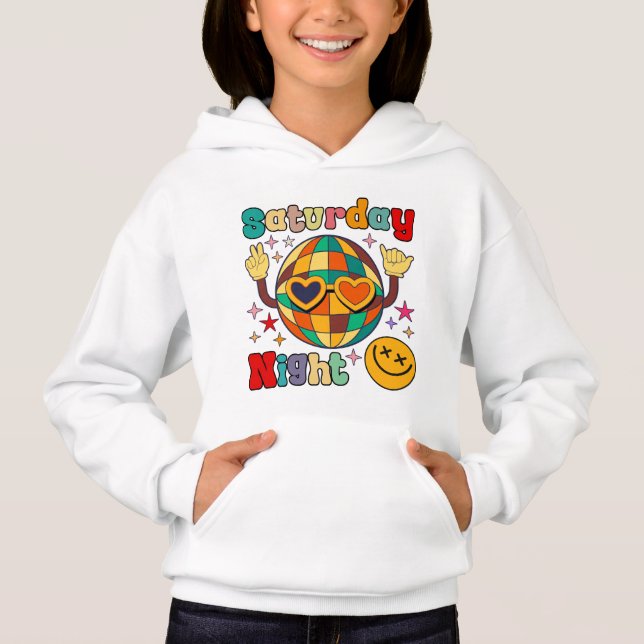 Fun Disco Get Down It Saturday Night Funny Graphic Hoodie (Front)