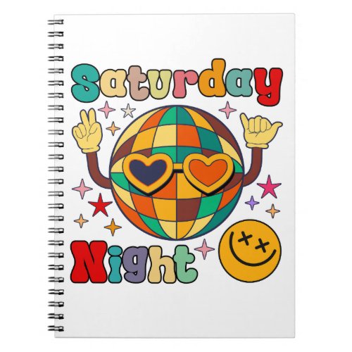 Fun Disco Get Down It Saturday Night Funny Graphic Notebook