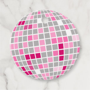 Fun Disco Pink and Red Disco Ball Round Gift Tag