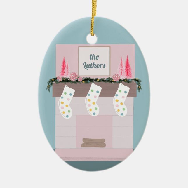 Fun Disco Pink Custom Christmas  Ceramic Ornament (Front)