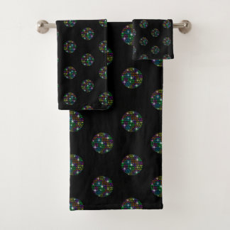 FUN DISCO THEME BLACK  BATHROOM TOWEL SET