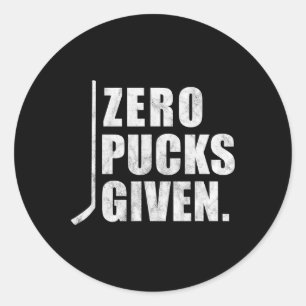 Fun Distressed Hockey Zero Pucks Given Classic Round Sticker
