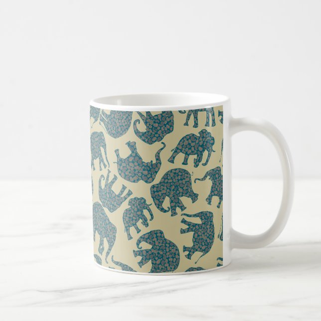 Fun Ditzy Paisley Elephants on Beige Coffee Mug (Right)