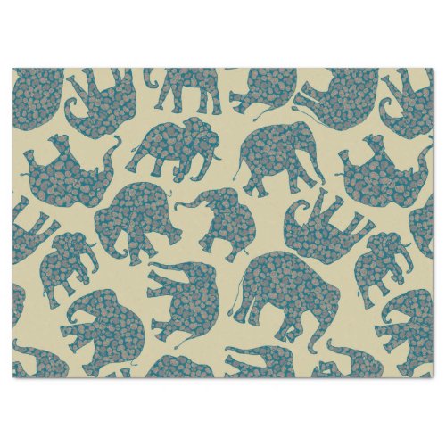Fun Ditzy Paisley Elephants on Beige Tissue Paper