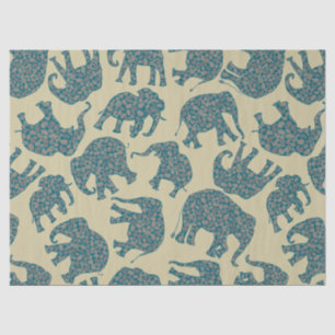 Fun Ditzy Paisley Elephants on Beige Tissue Paper