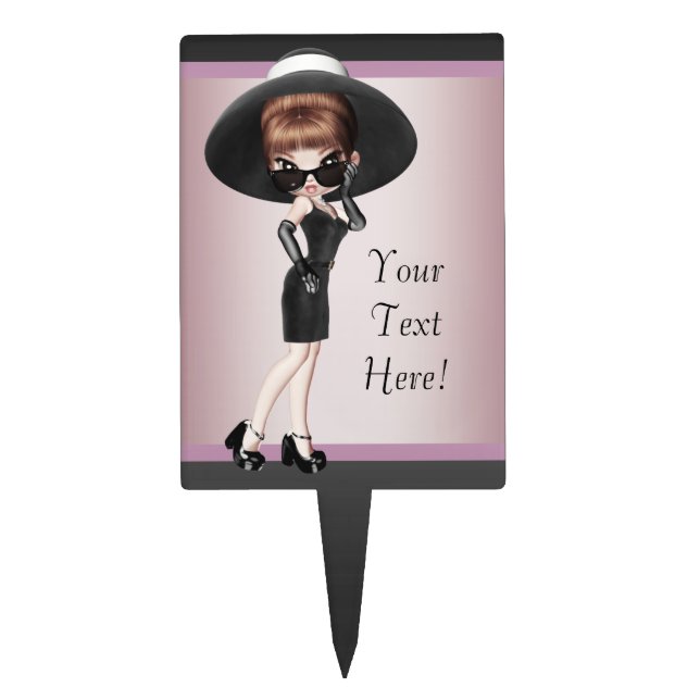 Fun Diva Birthday Party Cake Topper (Front)