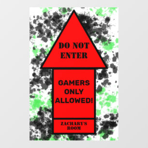 Fun Do Not Enter Gamers Only Allowed NAME Floor Decals