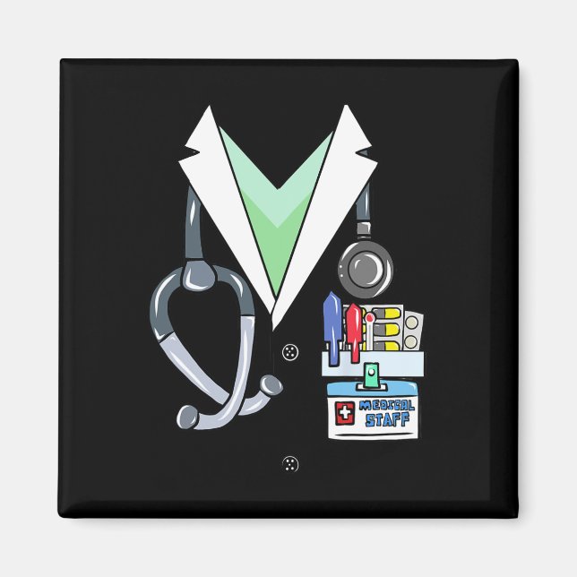 Fun Doctor White Lab Coat Costume Halloween Doctor Magnet (Front)