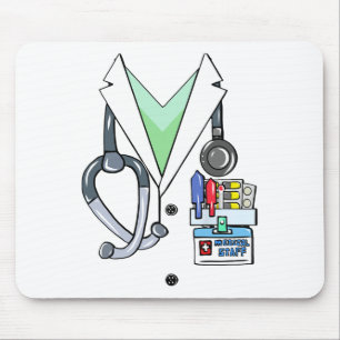 Fun Doctor White Lab Coat Costume Halloween Doctor Mouse Pad