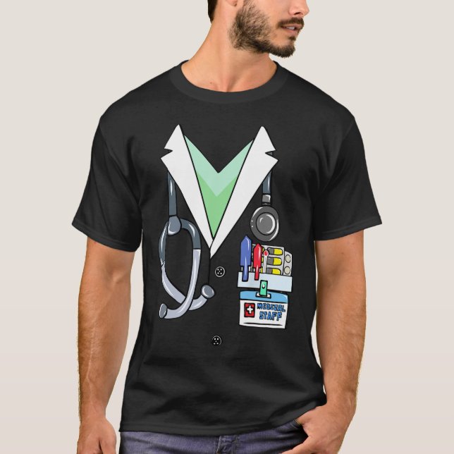 Fun Doctor White Lab Coat Costume Halloween Doctor T-Shirt (Front)