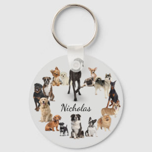 Fun Dog Breed Pet Animals Dog Custom Name Keychain