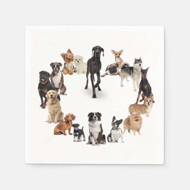 Fun Dog Breed Pet Animals Dog Custom Name Napkins (Front)