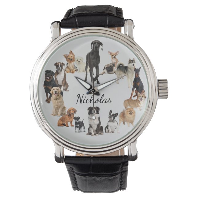 Fun Dog Breed Pet Animals Dog Custom Name Watch (Front)