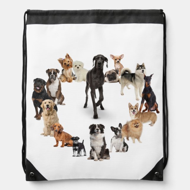 Fun Dog Breed Pet Animals Dog   Drawstring Bag (Front)