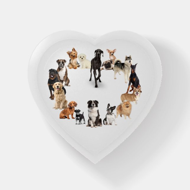 Fun Dog Breed Pet Animals Dog Heart Shape Paperweight (Front)
