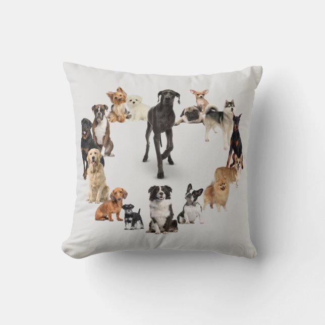 Fun Dog Breed Pet Animals Dog Throw Pillow (Front)
