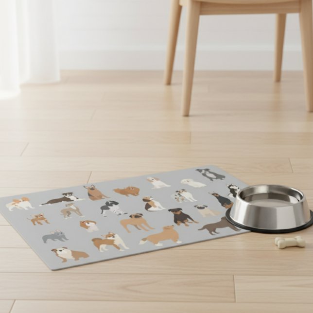 Fun Dog Breed Pet Lover Food Water Mat (Creator Uploaded)