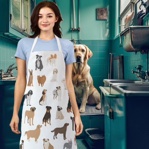 Fun Dog Breeds pattern Pet Services Apron