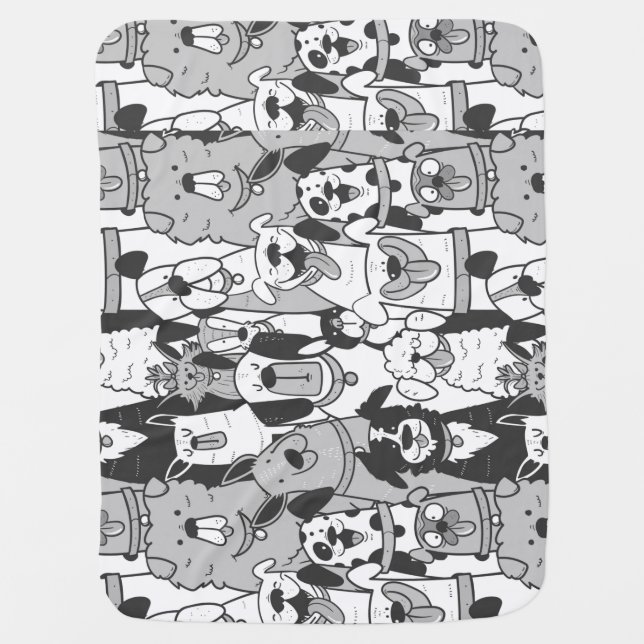 Fun Dog Breeds Pet Animal Cartoon Pattern  Baby Blanket (Front)