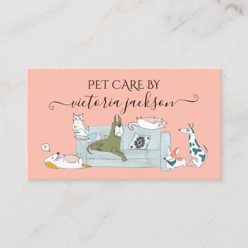 Fun Dog  Cat Pet Care Service Pet Sitting  Business Card