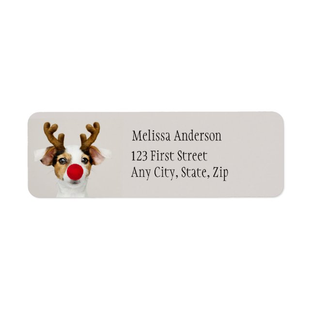 Fun Dog Christmas Reindeer Animal  Address Label (Front)