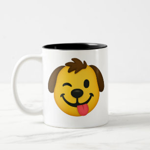 Fun Dog Emoji – Kawaii Style for Animal Lovers Two-Tone Coffee Mug
