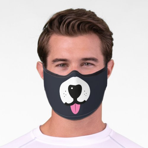 Fun Dog face with nose and tongue pet lover Premium Face Mask