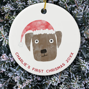 Fun Dog First Christmas Personalized Ceramic Ornament