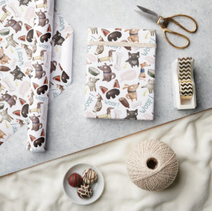 Fun Dog Lover Pattern Print  Wrapping Paper