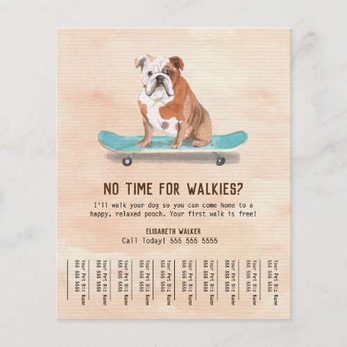 Fun Dog on Skateboard Dog Walker Tear Sheet Cream